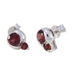 Noelia Red Gemstone Stud Earrings for Everyday Glam