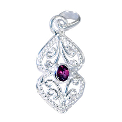 Inès Red Geometric Pendant with Intricate Design Garnet Red Red