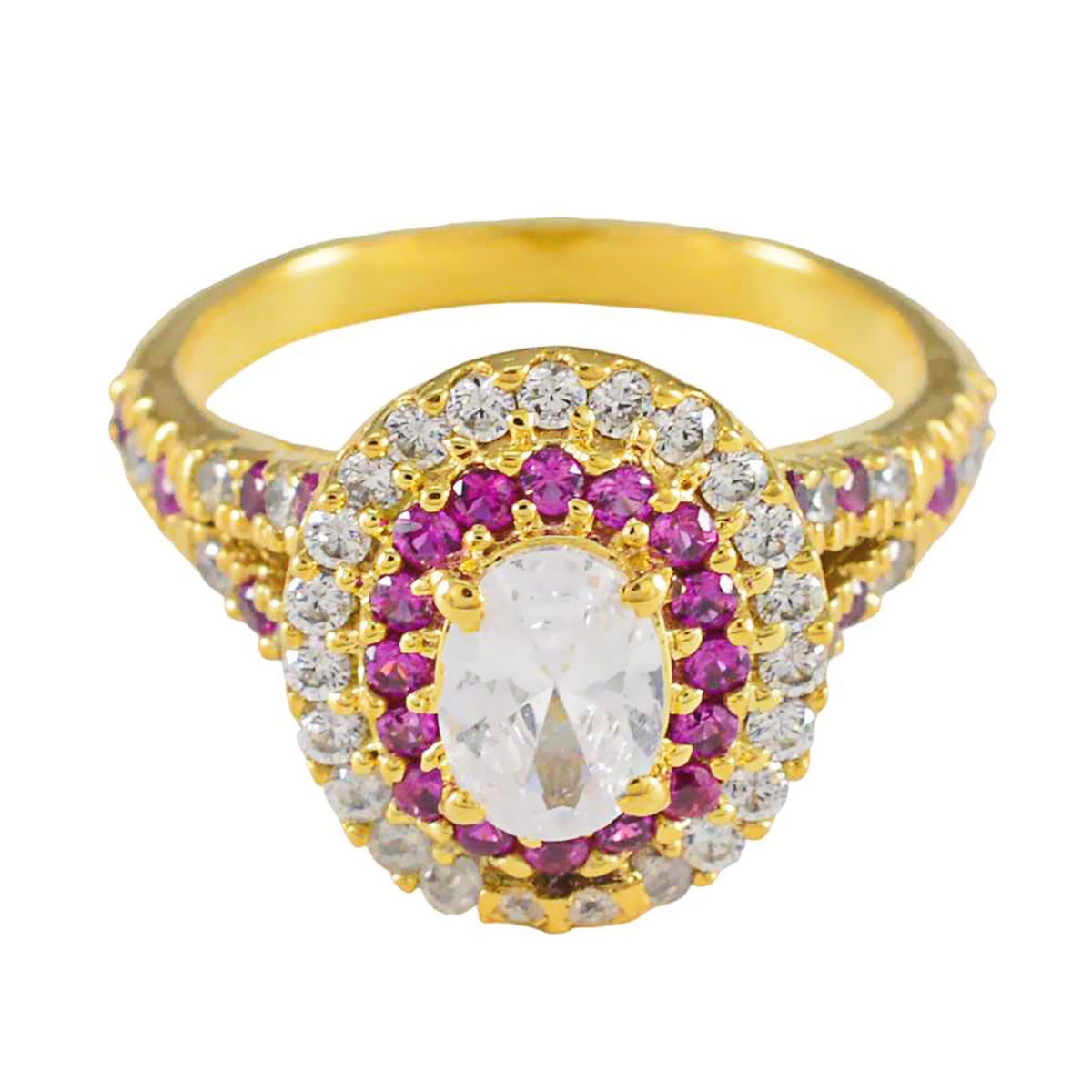 Zazlle Red Halo Engagement Ring with Gemstone Accent Ruby CZ Red