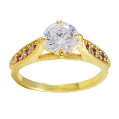 Isabella Red Halo Ring for Women in Gold Tone
