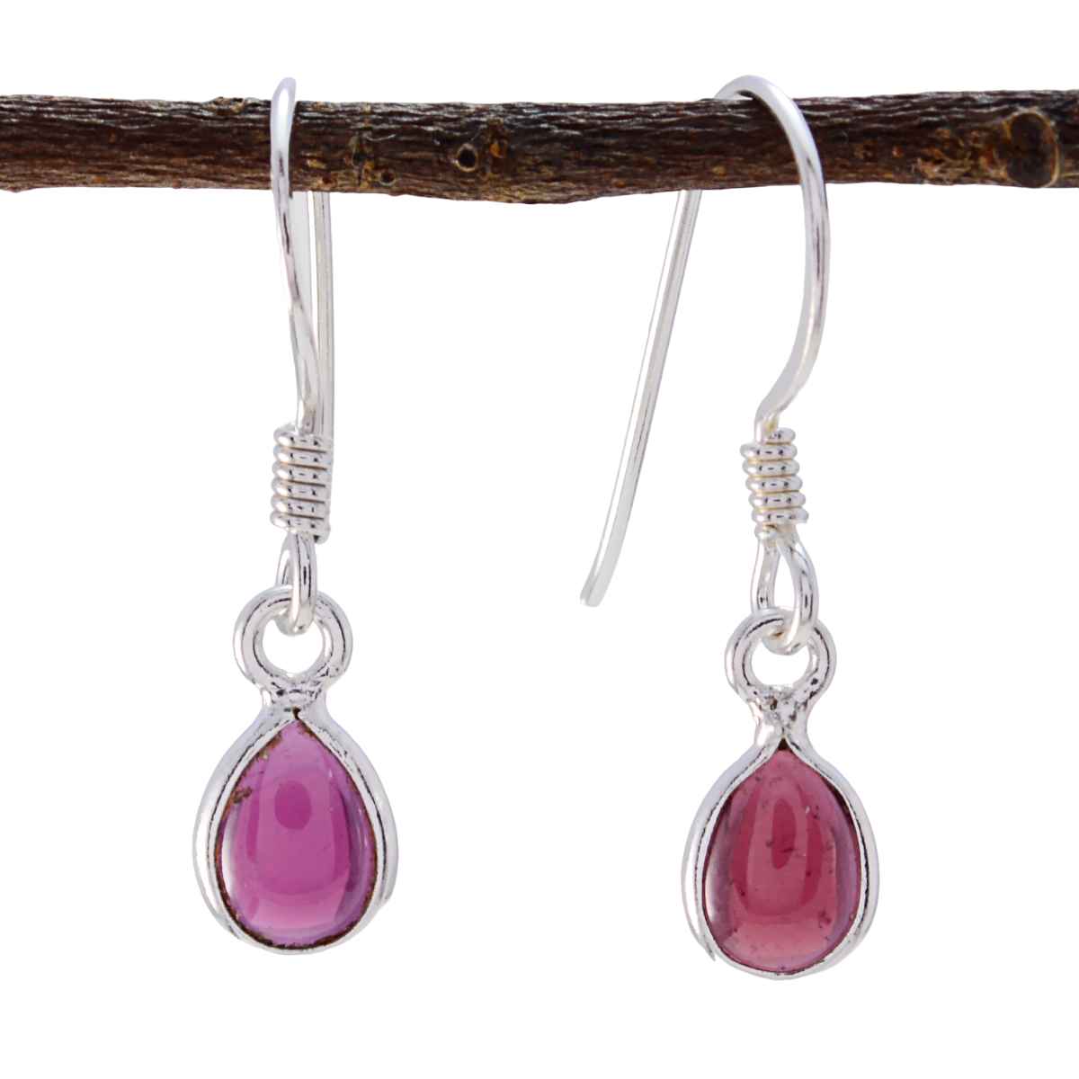 Milagros Red Minimalist Dangle Earrings for Everyday Wear Garnet Red Dangle