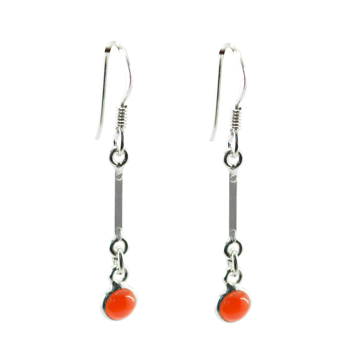 Bianca Red Minimalist Dangle Earrings for Everyday Wear Red Onyx Red Dangle