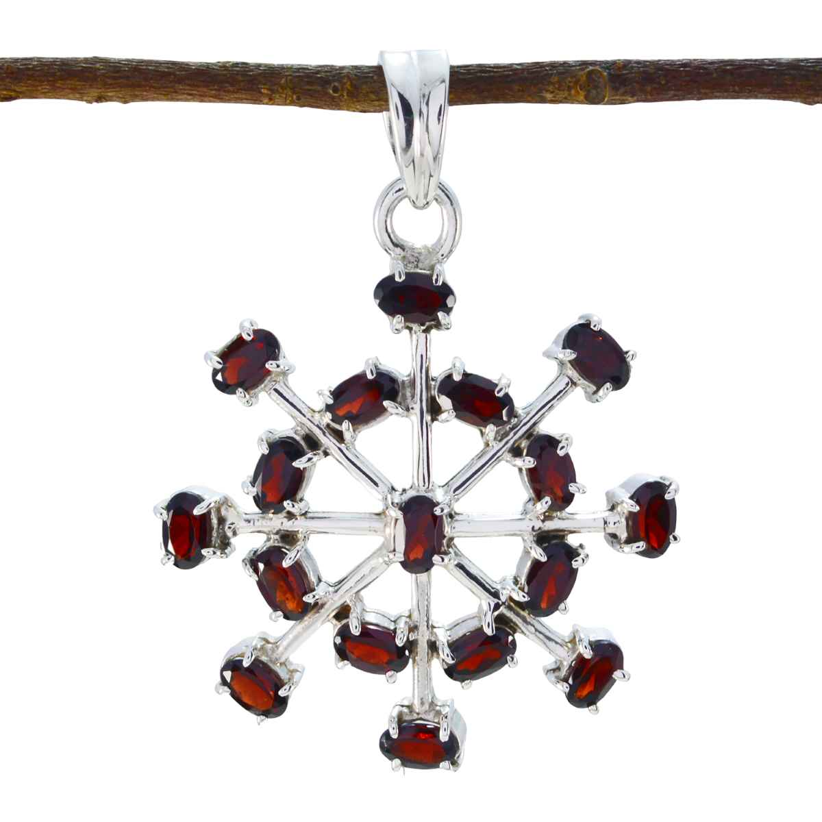 Daniela Red Modern Classic Pendant with Gemstones Garnet Red Red