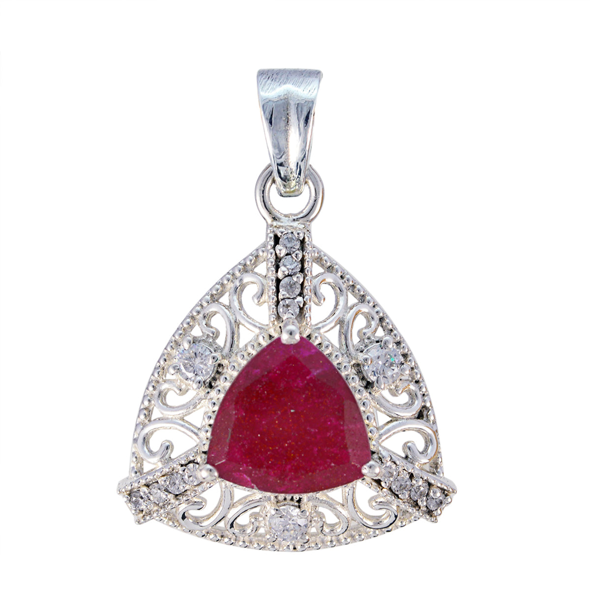 Putri Red Rope Pendant with Gemstone Elegance Indian Ruby Red Red