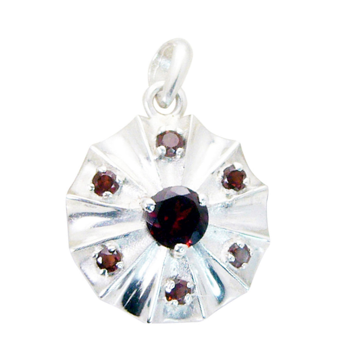 Luna Red Signet Pendant Necklace with Gemstone Accents Garnet Red Red