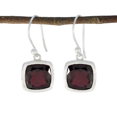 Mila Red Solitaire Dangle Earrings for Chic Style Garnet Red Dangle