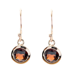 Natalie Red Solitaire Dangle Earrings for Glam Style Garnet Red Dangle