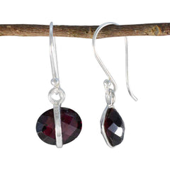Lucia Red Solitaire Dangle Earrings for Glam Looks Garnet Red Dangle