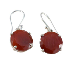 Ji-eun Red Solitaire Dangle Earrings for Glam Look Red Onyx Red Dangle