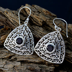 Mia Red Solitaire Dangle Earrings with Intricate Design