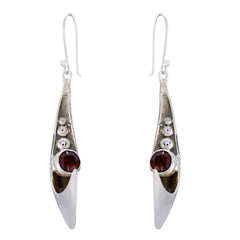 Laura Red Solitaire Dangle Earrings for Glam Style Garnet Red Dangle