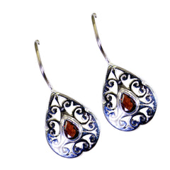 Lea Red Solitaire Dangle Earrings with Elegant Design