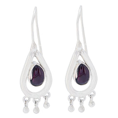 Amelia Red Solitaire Dangle Earrings for Statement Style Garnet Red Dangle