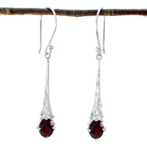 Ella Red Solitaire Dangle Earrings for Stylish Looks Garnet Red Dangle