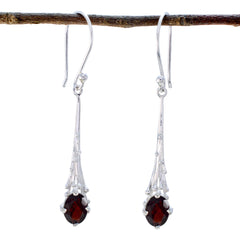 Ella Red Solitaire Dangle Earrings for Stylish Looks Garnet Red Dangle