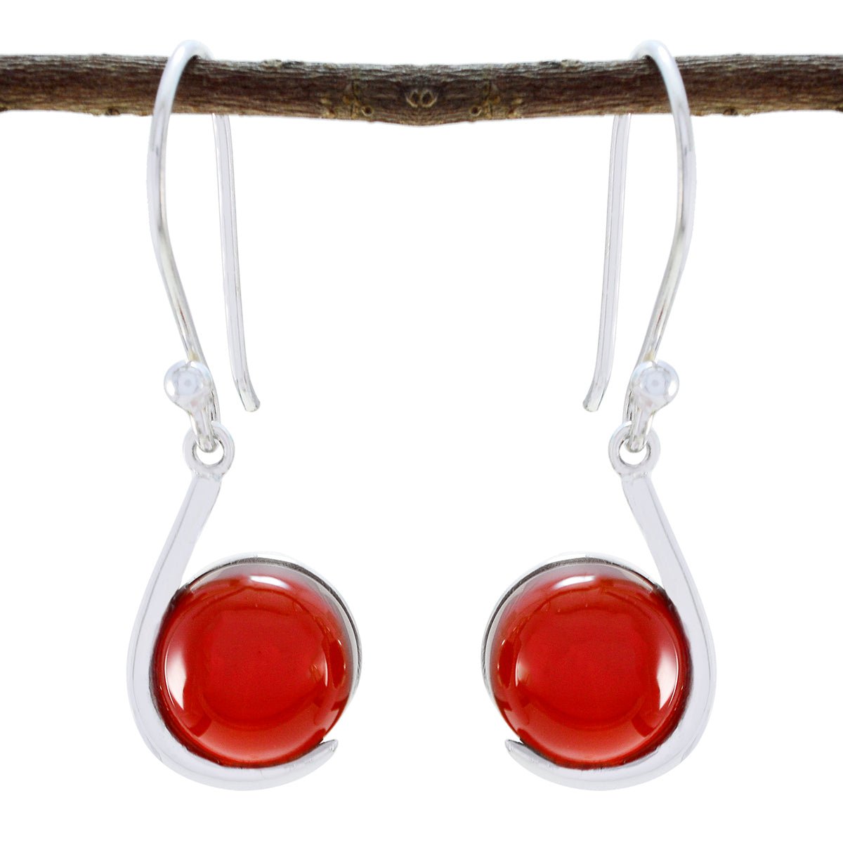 Elena Red Solitaire Dangle Earrings for Stylish Vibes Red Onyx Red Dangle