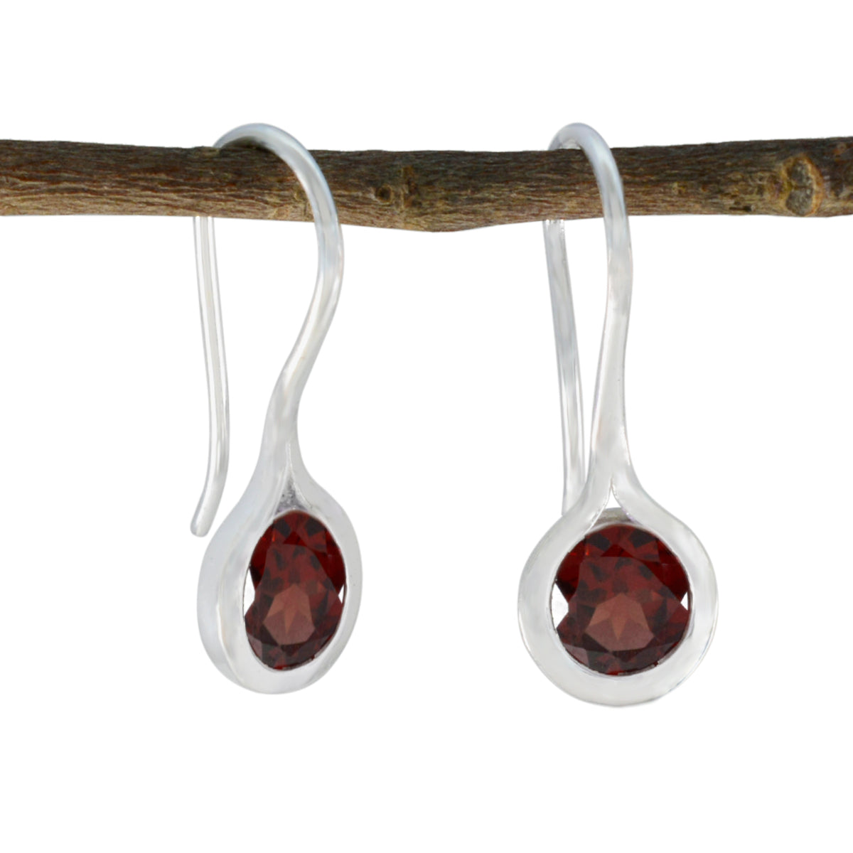 Ines Red Solitaire Dangle Earrings for Everyday Glam Garnet Red Dangle