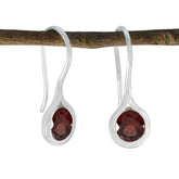 Ines Red Solitaire Dangle Earrings for Everyday Glam Garnet Red Dangle