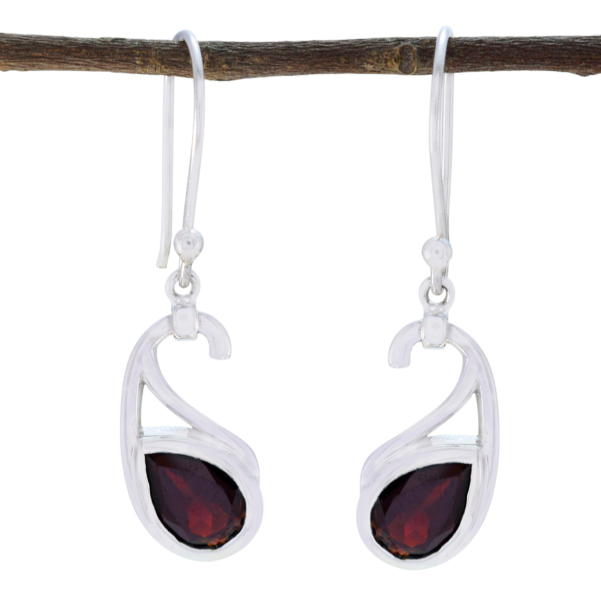 Tereza Red Solitaire Dangle Earrings for Glam Style Garnet Red Dangle