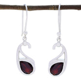 Tereza Red Solitaire Dangle Earrings for Glam Style Garnet Red Dangle