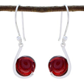 Audrey Red Solitaire Dangle Earrings for Glamorous Looks Garnet Red Dangle