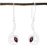 Tereza Red Solitaire Dangle Earrings for Stylish Looks Garnet Red Dangle