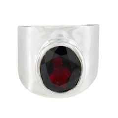 Florencia silver ring with a large red solitaire gemstone ring centerpiece in oval cut