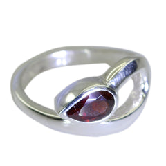 Pilar Red Solitaire Ring for Women with Pear Gemstone