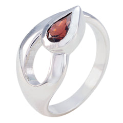 Pilar Red Solitaire Ring for Women with Pear Gemstone