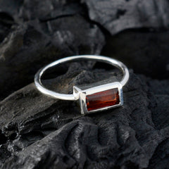 Meera Red Solitaire Ring for Women in Silver