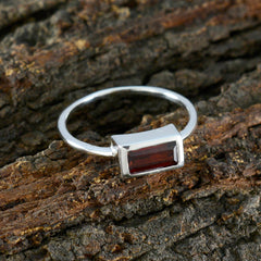 Meera Red Solitaire Ring for Women in Silver