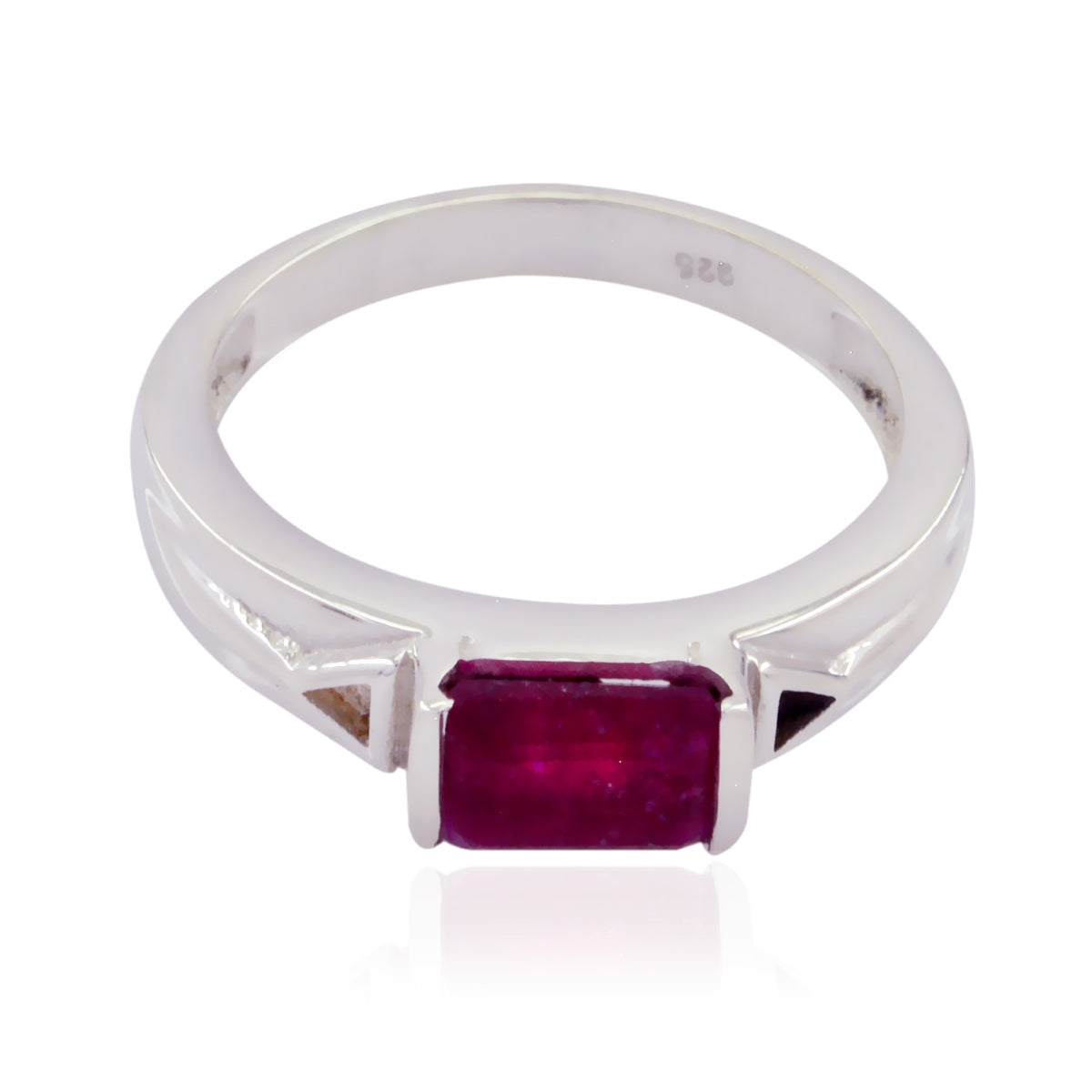Natalia Red Solitaire Ring for Women in Sterling Silver Indian Ruby Red