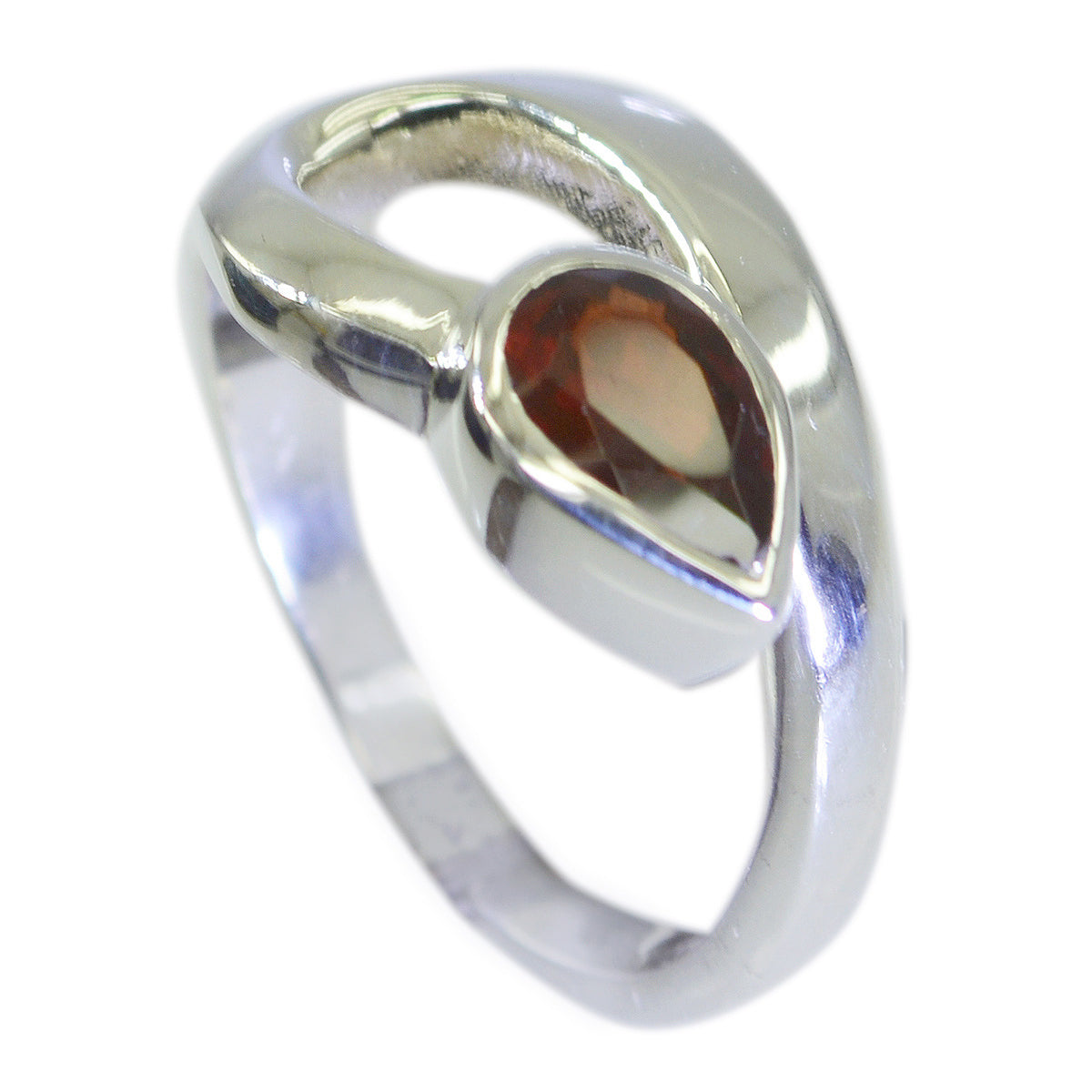 Pilar Red Solitaire Ring for Women with Pear Gemstone Garnet Red