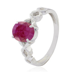 Laura Red Solitaire Ring India with Oval Gemstone