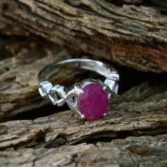 Laura Red Solitaire Ring India with Oval Gemstone