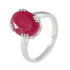 Kennedy Red Solitaire Ring India with Oval Ruby Gemstone