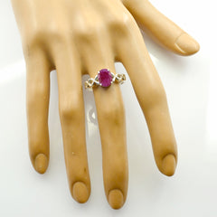 Laura Red Solitaire Ring India with Oval Gemstone