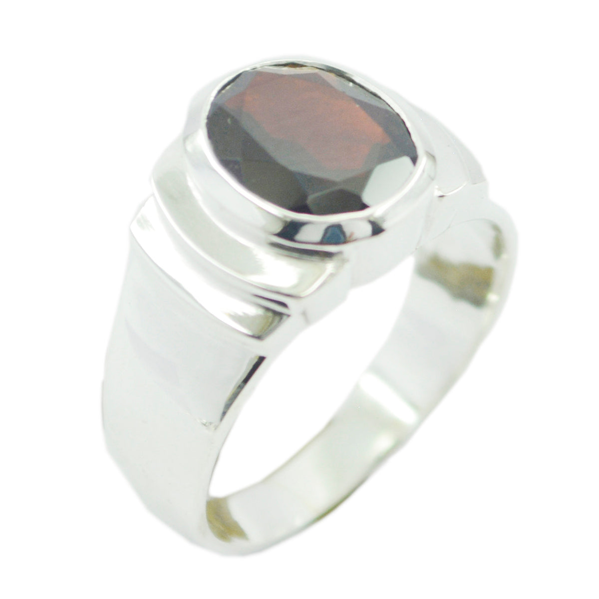 Andrea Red Solitaire Ring in Silver for Everyday Elegance Garnet Red
