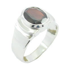 Andrea Red Solitaire Ring in Silver for Everyday Elegance Garnet Red