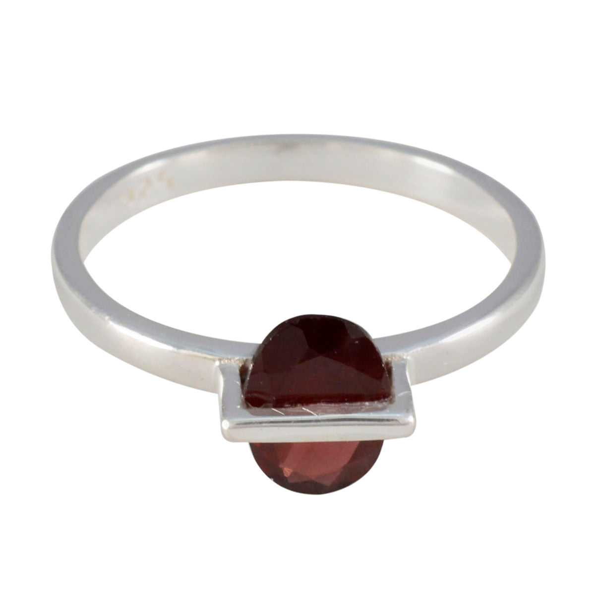 Hana Sophisticated Red Solitaire Ring Garnet Red