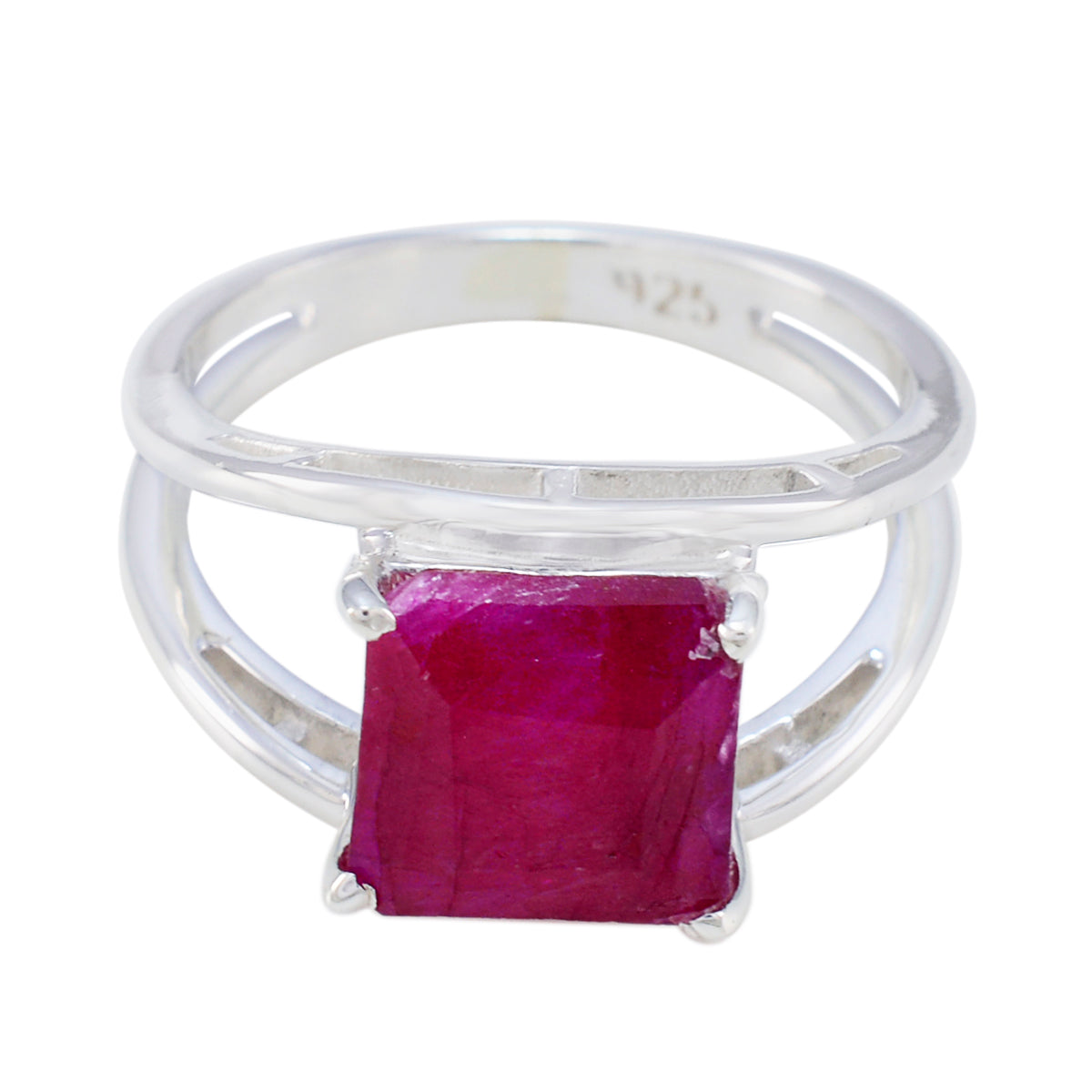 Alina Contemporary Red Solitaire Ring Indian Ruby Red