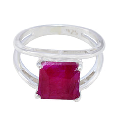 Alina Contemporary Red Solitaire Ring Indian Ruby Red