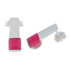 Lili Red Solitaire Stud Earrings for Everyday Glam