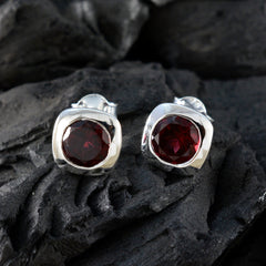 Mei Red Solitaire Stud Earrings for Everyday Glam