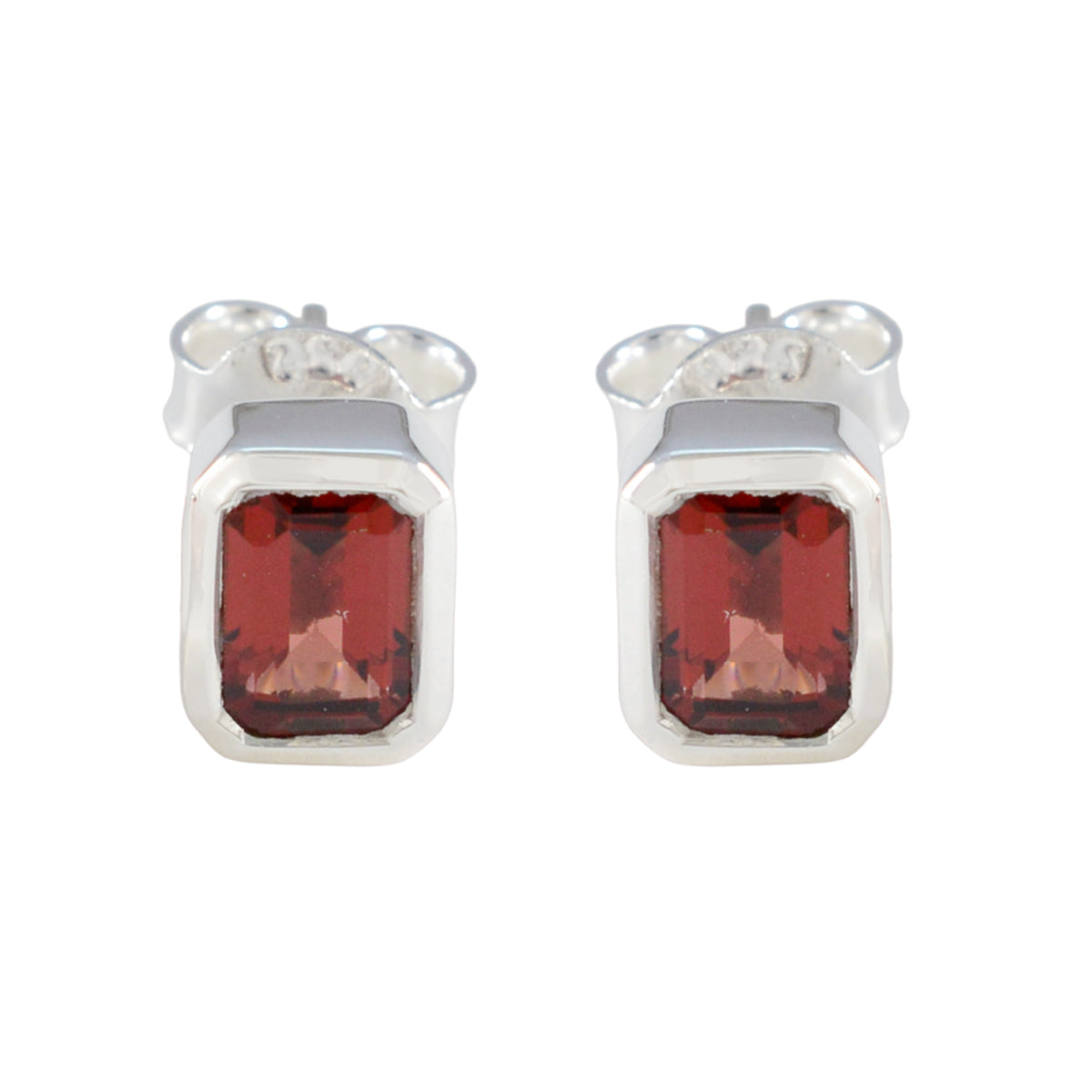 Luisa Red Solitaire Stud Earrings for Everyday Glam Garnet Red Stud