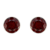 Zoe Red Solitaire Stud Earrings for Everyday Glam Garnet Red Stud