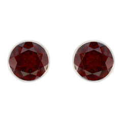 Zoe Red Solitaire Stud Earrings for Everyday Glam Garnet Red Stud