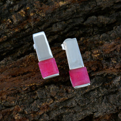 Lili Red Solitaire Stud Earrings for Everyday Glam