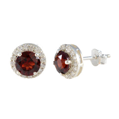 Mei Red Solitaire Stud Earrings for Glam Looks