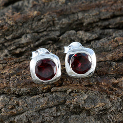Mei Red Solitaire Stud Earrings for Everyday Glam